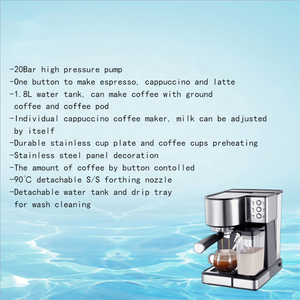 Thema 20bar hơi nước sữa bọt đa chức năng 2in1 cảm biến cảm ứng bán tự động espresso Máy pha cà phê Maker với hộp sữa - Product Image 3