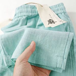 Nuevos pantalones de <span class=keywords><strong>lino</strong></span> puro de tela de cintura media plana Casual pantalones largos sueltos de verano pantalón de <span class=keywords><strong>lino</strong></span> fino de algodón - Product Image 5