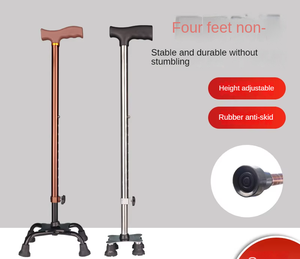 Canne antidérapante en acier inoxydable à quatre pieds pour personnes âgées, portable et réglable - Product Image 6