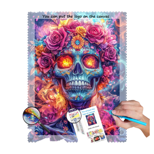 Kits de pintura de diamantes DIY personalizados para adultos, diseño único 5D, esqueleto moderno, flor, decoración del hogar, arte impreso, pintura de diamantes 5D - Product Image 2