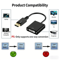 Adaptateur de câble DisplayPort vers DVI, convertisseur Display Port DP vers DVI HD 1080p mâle vers femelle pour PC, ordinateur portable, moniteur HDTV