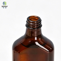 Bouteille en verre ambré rectangulaire personnalisée SE61 de 50 ml avec pipettes noires, flacon plat en verre ambré vide de 30 ml et 100 ml