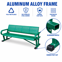 Banc de sport entièrement en aluminium perforé avec vis en acier inoxydable 304, revêtement poudré résistant aux intempéries, dossier ergonomique, couleur personnalisée