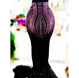 トップレース売れ筋ビーズチュール卸売価格ウェディングブライダルレース女性用アフリカレース生地ウェディングドレス - Product Image 2