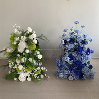 Chemin de table floral personnalisé pour mariage, en soie artificielle, 90 cm, roses bleues, pour décoration de fête de mariage et vitrine