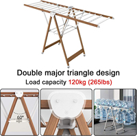 Grand Séchoir à Linge Pliable en Bambou pour Appartement, Balcon et Organisation Domestique - Vente en Gros