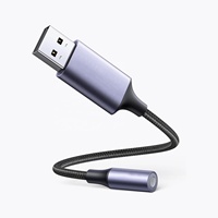 Adaptateur audio USB vers prise auxiliaire tressé en nylon DAC, carte son, prise en charge du microphone TRRS, casque compatible avec Windows, Mac, Linux, PC, PS5