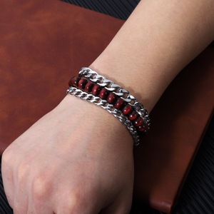 กำไลข้อมือโซ่สแตนเลสสำหรับผู้ชาย JEBR001ดีไซน์เรขาคณิตสไตล์ฮิปฮอป - Product Image 4