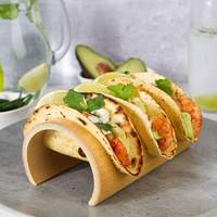 Porta Platos Para Fiestas, Soporte para Tacos de Alta Calidad, Bandeja de Servicio de Madera Ecológica, Soporte para Tacos de Bambú