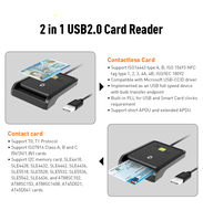 ZOWEETEK Lector de Tarjetas Inteligentes USB 2 en 1, Lector y Grabador de Tarjetas NFC y Lector de Tarjetas con Chip ISO 7816 para Windows, Mac OS, Linux y Android