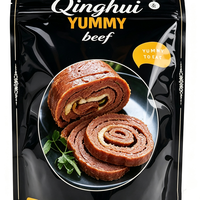 Sacs d'emballage pour café avec logo personnalisé imprimé, pochettes verticales en PE Mylar avec fermeture éclair, résistantes à l'humidité, 100g 500g, pour aliments (viande)