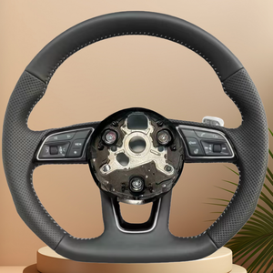 Volante personalizado RS Volant Lenkrad de cuero medio perforado inferior plano para <span class=keywords><strong>Audi</strong></span> A3 A4 B7 A6 C7 R8 <span class=keywords><strong>RS3</strong></span> A7 RS5 RS6 A8 Q5 Q8 - Product Image 6