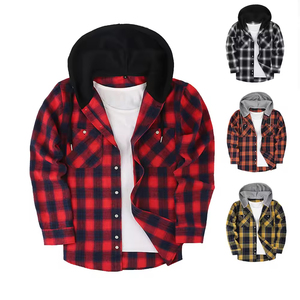 Recién llegado, camisa informal a cuadros de algodón de manga larga para hombre, chaqueta con capucha personalizada de talla grande, transpirable, antiarrugas - Product Image 2