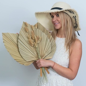 Pampas ดอกไม้ธรรมชาติตกแต่งสไตล์โบโฮ,ใบไม้แห้งลายหัวใจสีเบจพืชใบปาล์มแห้ง - Product Image 2