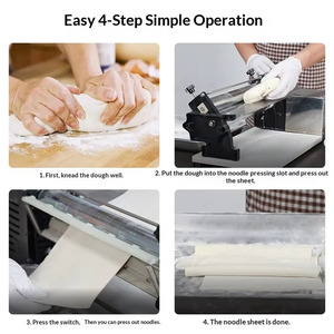 Laminadora de Masa Eléctrica de Acero Inoxidable, Máquina de Prensado de Masa de Sobremesa para Panadería, Pizza y Pastelería - Product Image 3