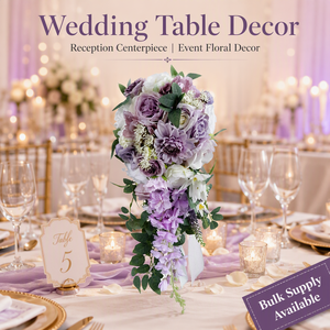 Bouquet da Sposa Artificiale in Stile Europeo con <span class=keywords><strong>Fiori</strong></span> di Lillà <span class=keywords><strong>Viola</strong></span> <span class=keywords><strong>e</strong></span> Fogliame Verde a Cascata a Forma di Goccia per Cerimonia Nuziale - Product Image 5