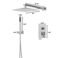 Ensemble de douche mural dissimulé en acier inoxydable de style américain de 10 pouces avec douchette à main et robinet d'équilibrage de pression pour hôtel