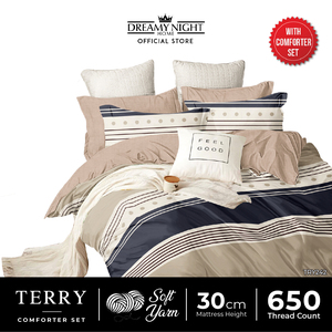 Terry King ชุดผ้าคลุมเตียงนอนแบบทันสมัย650TC ผ้าไมโครไฟเบอร์เนื้อนุ่มระบายอากาศได้ยาว30ซม. ผ้าปูที่นอนผ้าปูที่นอนเข้ารูปปลอกหมอนปลอกหมอนหมอนข้าง - Product Image 5