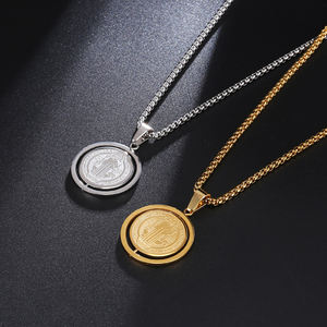 फैशन पुरुषों सोने के गहने उच्च अंत टाइटेनियम सैन बेनिटो ईसाई लटकन हार - Product Image 1