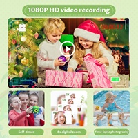 Kamera Anak Dinosaurus Hijau Layar IPS 2" Sensor CMOS 1080P Multi-Fungsi dengan Foto/Video/Permainan Hadiah Ulang Tahun untuk Anak-Anak