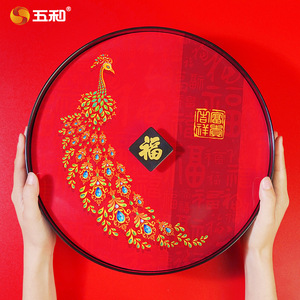 Wuhe Rotating Nut Box Red Round 8366 Chinese New Year Gift Storage Home Use - Product Image 2