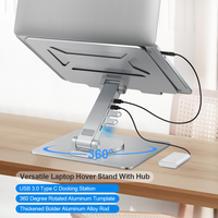 Soporte de Aluminio para Computadora Portátil con Base Giratoria de 360 Grados, para Hogar, Oficina, Estudiantes y DJs