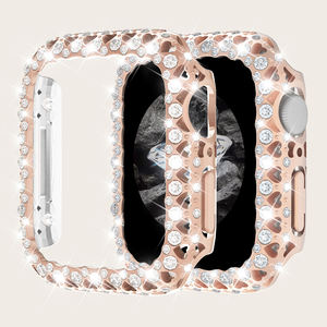 Amour diamant PCHollow étui pour Apple Watch S9 <span class=keywords><strong>IWatch</strong></span> <span class=keywords><strong>8</strong></span> 7 6 5 diamant <span class=keywords><strong>Protection</strong></span> complète dur PC couverture pare-chocs - Product Image 4