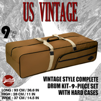 Batterie de percussions Beatello American Vintage 6 pièces + matériel complet, pack de 9 baguettes, tissu Oxford durable, installation rapide
