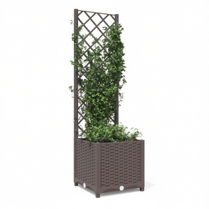 Jardinera con Rejilla para Plantas, Color Marrón, 15.7x15.7x53.5 Pulgadas, Diseño Moderno de PP para Patios Traseros - Product Image 1