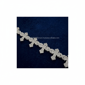 Bracelet à maillons croisés en diamant VVS1 de qualité Moissanite Diamond Pass Diamond Tester Heavy Quality 925 Sterling Silver for Unisex - Product Image 1