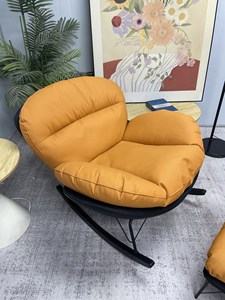 <span class=keywords><strong>Fauteuil</strong></span> à bascule papillon en <span class=keywords><strong>cuir</strong></span> écologique <span class=keywords><strong>noir</strong></span> et orange avec structure métallique, <span class=keywords><strong>fauteuil</strong></span> de relaxation avec repose-pieds en option, canapé de loisirs pour salon - Product Image 2