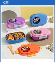 Boîte à lunch en plastique de forme rectangulaire avec boîte intérieure en acier PP pour le déjeuner à emporter, boîte à lunch pour enfants, sans fuite, boîte bento écologique