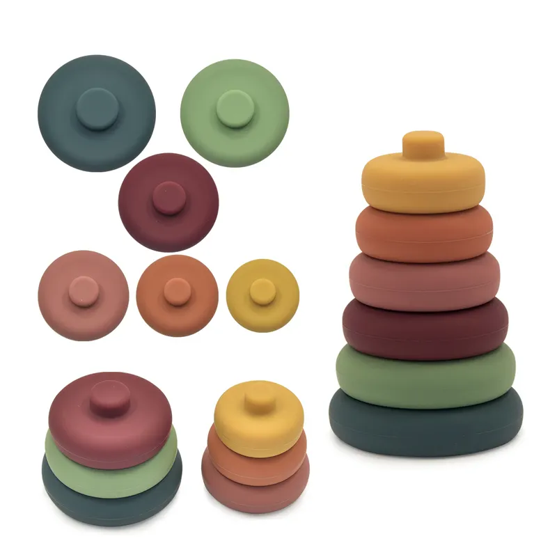 hot selling silicone baby stacking stones toy for baby playing stacking ring