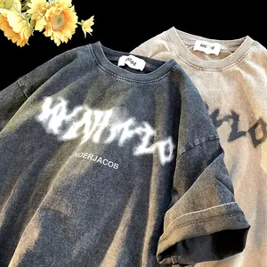 Benutzer definierte Logo Streetwear Übergroße schwere Baumwolle Herren T-Shirts Grafik Hochwertiger Druck Heavyweight Acid Wash Vintage T-Shirt