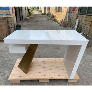 Juego de escritorio de muebles de oficina de mesa de piedra de superficie sólida blanca de gama alta de 1,5 metros de largo - Product Image 4