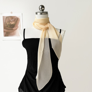 French Solid Color Skinny Silk Scarf Women Elegant Long Hair Ribbon Fairy Headscarf <b>Neck</b> <b>Tie</b> Wholesale - Product Image 2