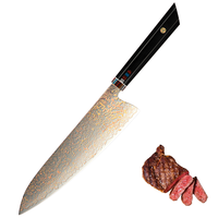 Couteau de chef Amber haut de gamme en acier Damas fait main, manche en bois, ambidextre, compatible lave-vaisselle, écologique, design moderne