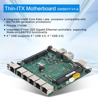 Carte mère industrielle mini 6 ports LAN Intel i7-7500U i7-8550U i3-7100U, double affichage VGA, routeur réseau embarqué VESA