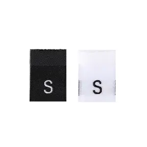 S M L XL XXL boyutu boyun etiketi özel kumaş merkezi kat dokuma konfeksiyon giyim etiketleri