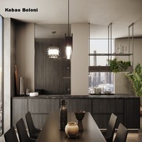 Meuble de cuisine modulaire en panneaux mélaminés gris modernes sur mesure, unités en forme de I avec robinet et surface de porte en acrylique