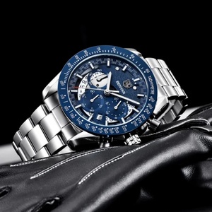 Montre de sport BENYAR 5120 pour homme, marque haut de gamme, noire, chronographe, acier inoxydable, étanche. - Product Image 2