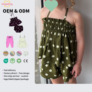 Vêtements d'été à la mode pour enfants, débardeurs à imprimé à pois, short à taille élastique, ensemble <span class=keywords><strong>de</strong></span> tenue pour petites filles - Product Image 1