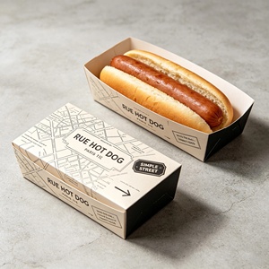 Custom Printed Wholesale Hot Dog Paper Boxes Cheap Bulk Grease Resistant Fast Food Packaging Trays for Food Trucks - Product Image 4