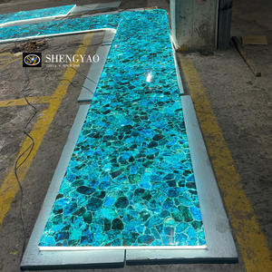 SHENGYAO Other Natural Illumination Design Blue Apatite Crystal Quartz Translucent Stone Floor <strong>Tile</strong> with Light - Product Image 2