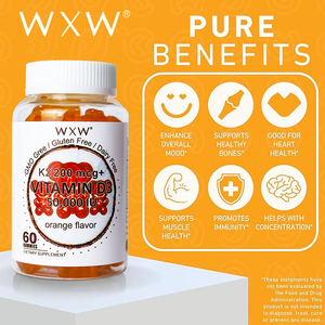 Gomitas de Vitamina D3K2 con Sabor a Naranja WXW, Apoyan la Salud Ósea en Adultos, Promueven la Salud para Mujeres Embarazadas - Product Image 6