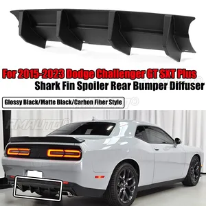 ดิฟฟิวเซอร์กันชนหลังทรงครีบฉลามสำหรับ Dodge Challenger GT SXT Plus ปี 2015-2023 พร้อมลิปสปอยเลอร์ สีดำด้าน/สีดำเงา - Product Image 1