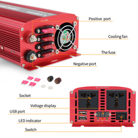 Convertisseur d'Ondes Sinusoidales Lvyuan 24V vers 220V, Chargeur de Véhicule avec Double Adaptateur USB, Convertisseur 1500W 1.5k, Convertisseur Solaire