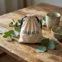 Pochette en mousseline de lin personnalisée écologique sac en lin naturel avec cordon de serrage blanc pour les achats sérigraphie cadeau Sachet savon Textile