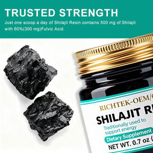 Oem/Odm Shilajit Harsenergie Superfood 60% Fulvinezuur Non-Gmo 0.7 Oz (20G) Pot 40 Dagen Voorraad Voor Volwassenen Niet Voor Zwangere Vrouwen - Product Image 4