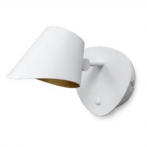 Minimalist White Metal <b>Wall</b> Lamp Cone Shade E27 LED 2700K Warm <b>Light</b> <b>Switch</b> Control Bedroom Living Room Decor - Product Image 1
